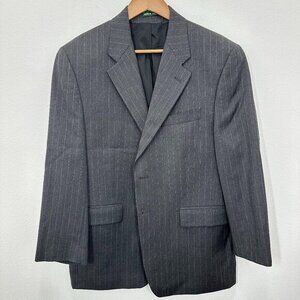 Lauren‎ Ralph Lauren Grey Striped Sport Coat Blazer Jacket Size 40S Career